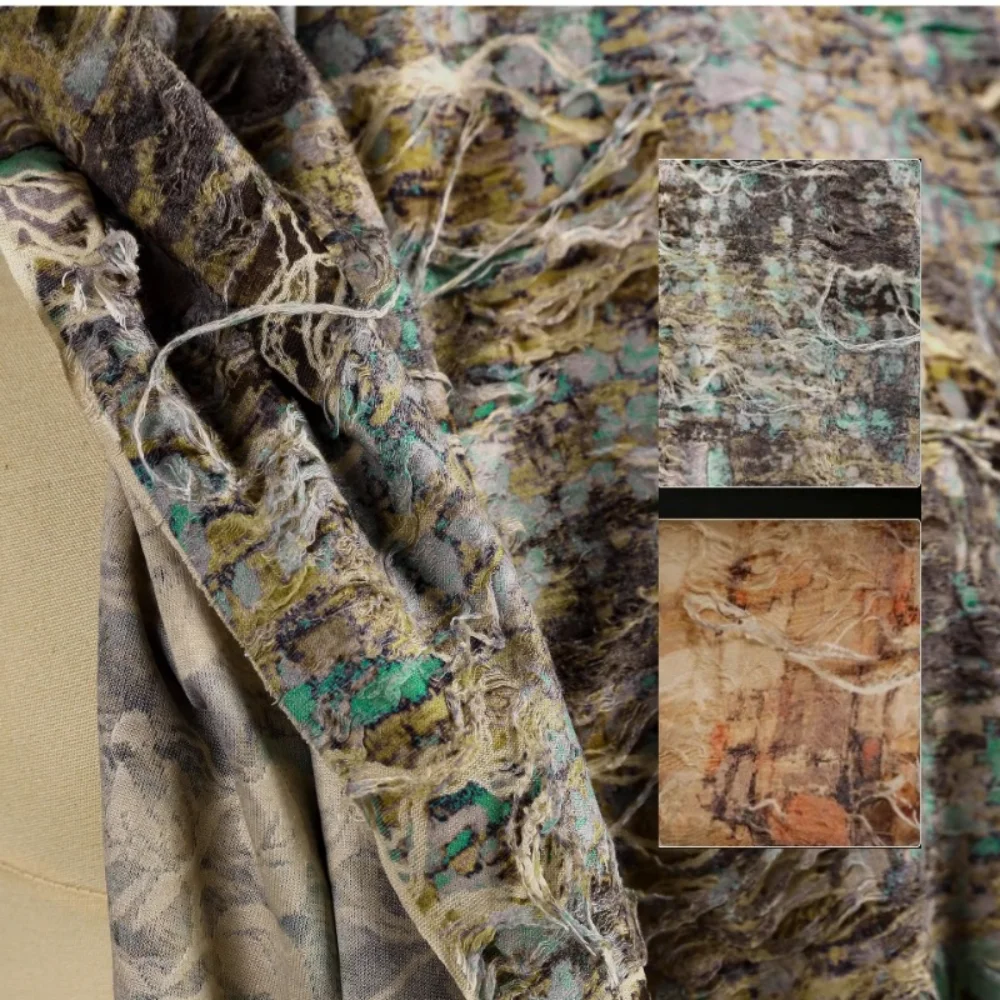 

Винтажная потертая трикотажная ткань для креативной модной одежды, дизайнерская ткань по метрам, материал для шитья своими руками, ткань
