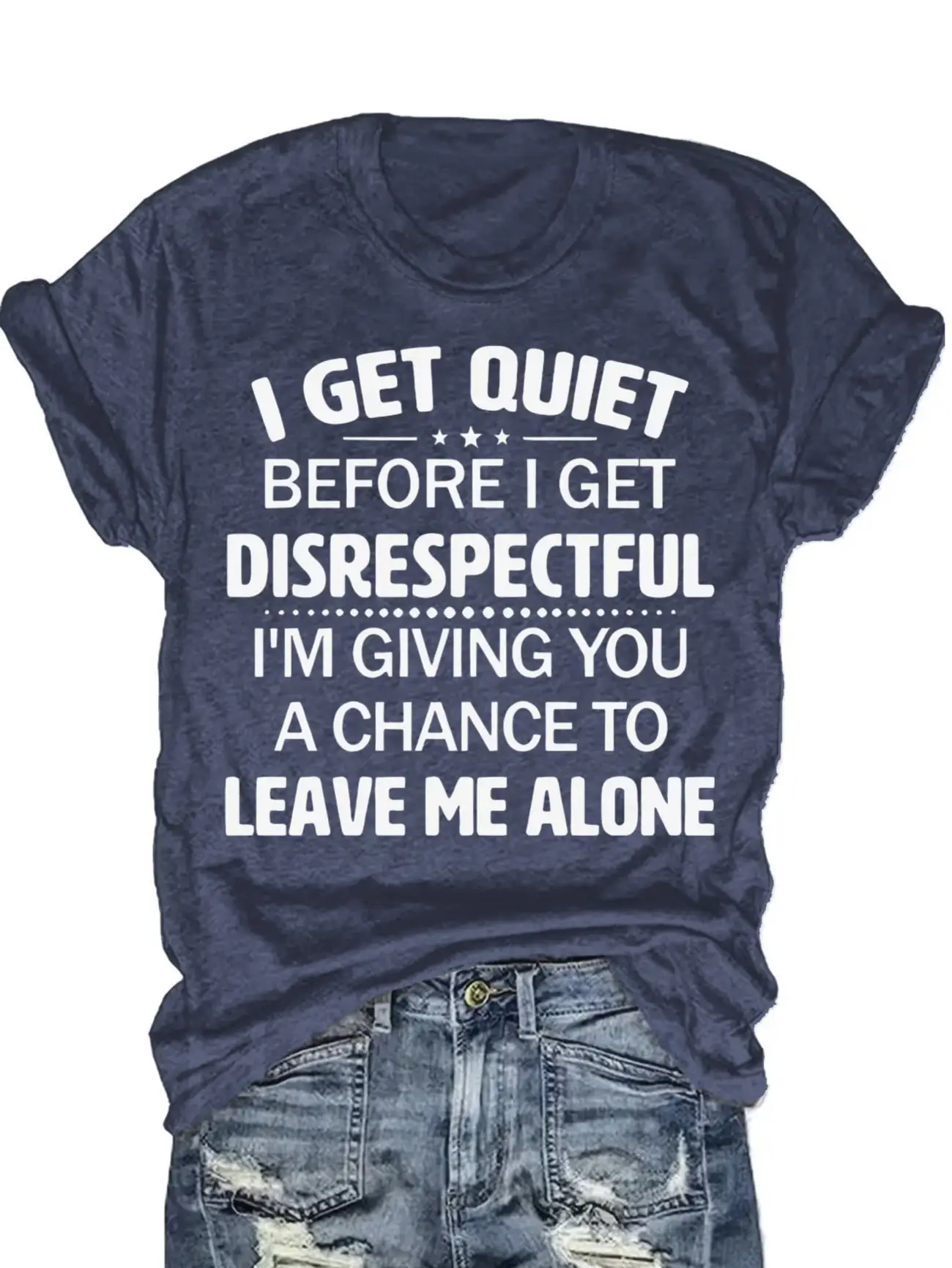 

Plus size women's short sleeve T-shirt I Get Quiet Before I Get Disrespectful breathable fabric summer outfits women's clothing