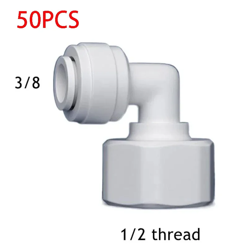 

50PCS /Lot 1/2" Female Thread - 3/8" Elbow RO Water Fitting 9.5mm POM Hose PE Pipe Quick Connector Water Filter Parts