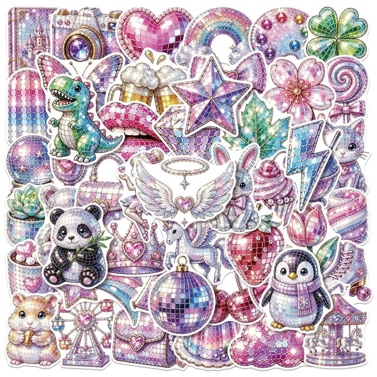 50Pcs Cartoon Retro Disco Y2K Doodle Waterproof Stickers for Notebook Phone Water Bottle Stationery Decoration