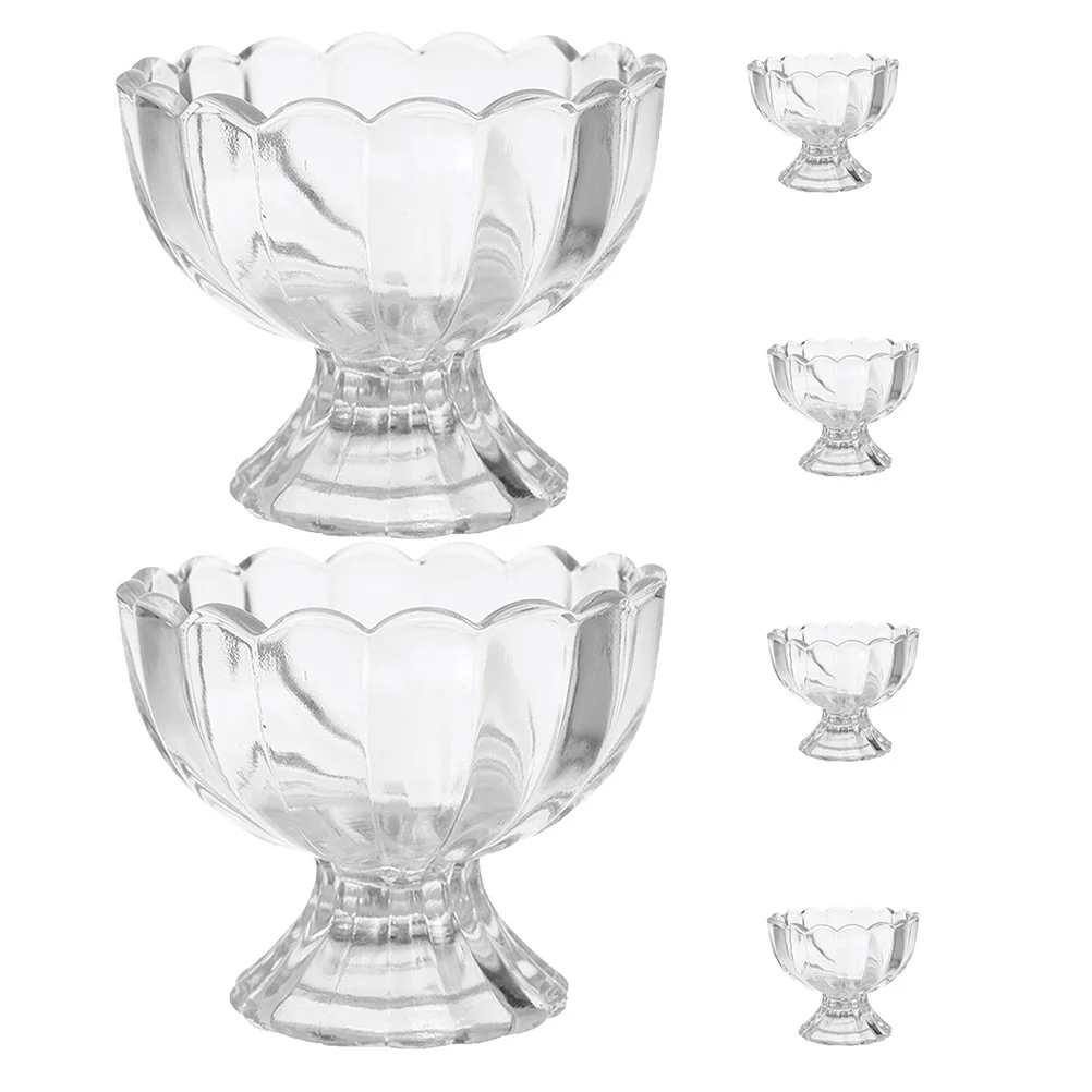 

6 Pcs Ice Cream Snacks Clear Glass Bowl Fruit Glasses Cups Dessert Footed Bowls