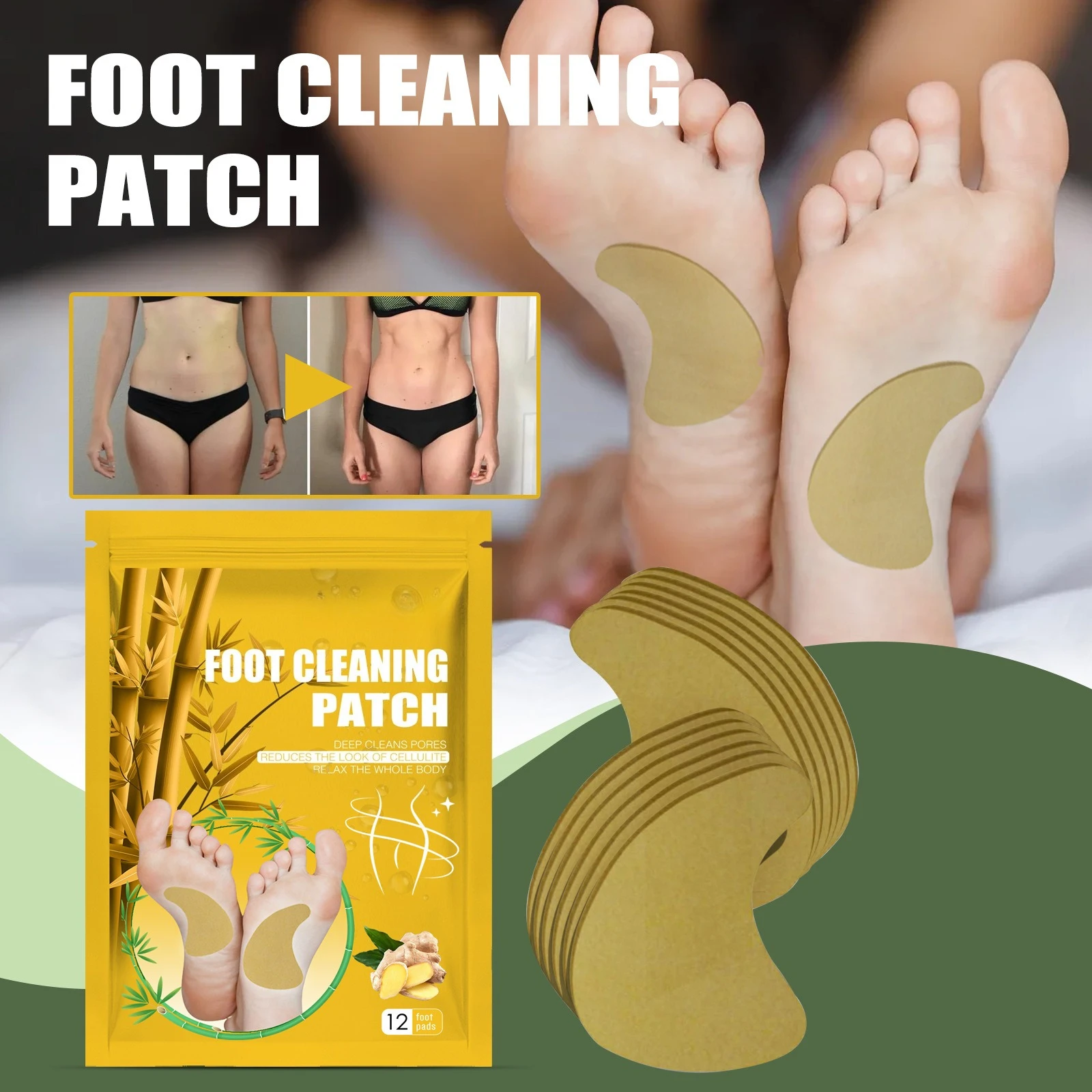 

Natural Bamboo Ginger Foot Pads Deep Cleansing Foot Pads For Feet Care Improve Sleep Detoxification And Body Shaping