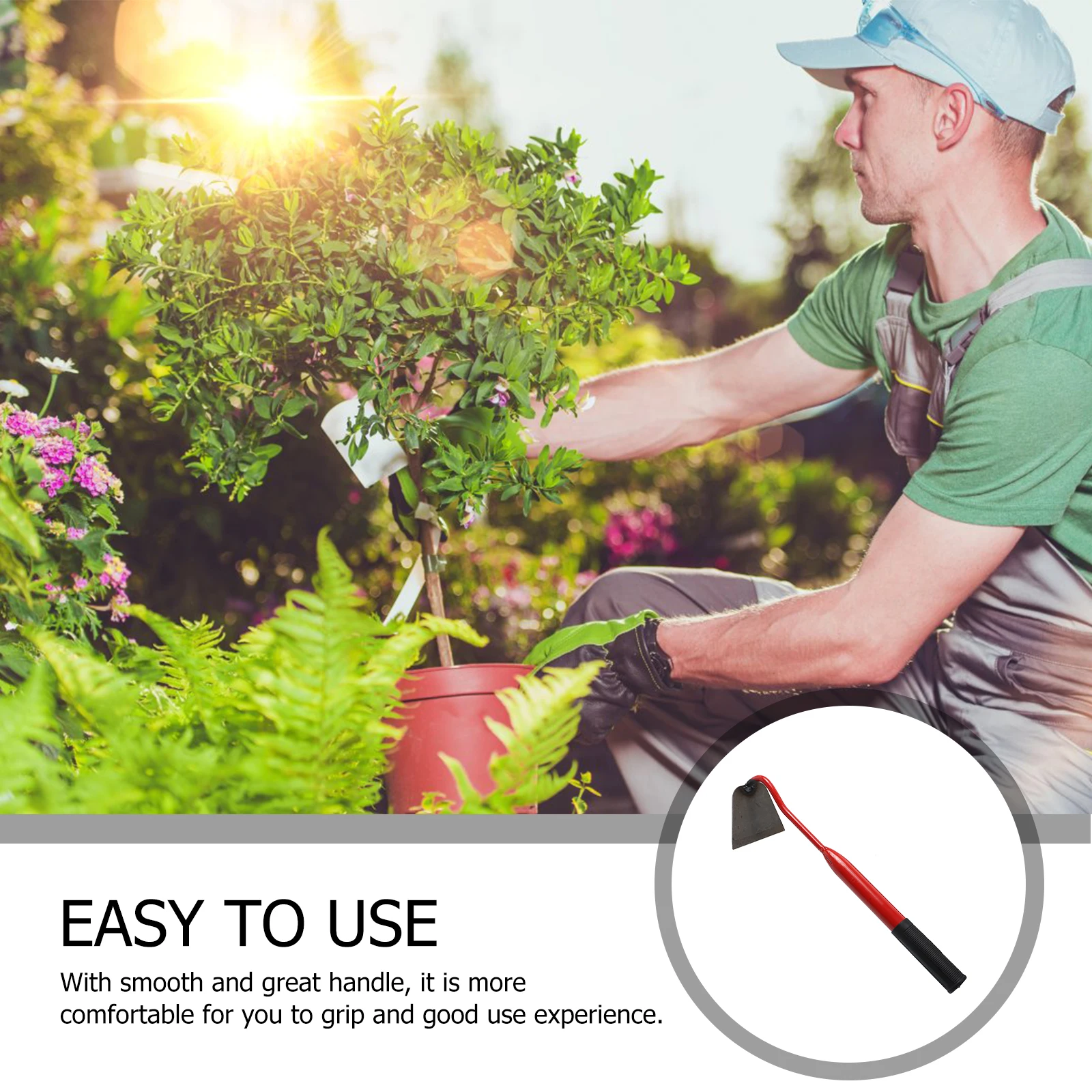 

Lightweight Garden Handheld Hoe Sturdy Wear-Resistant Small Hoe For Planting Weeding Outdoor Home Use Smooth Handle Tool
