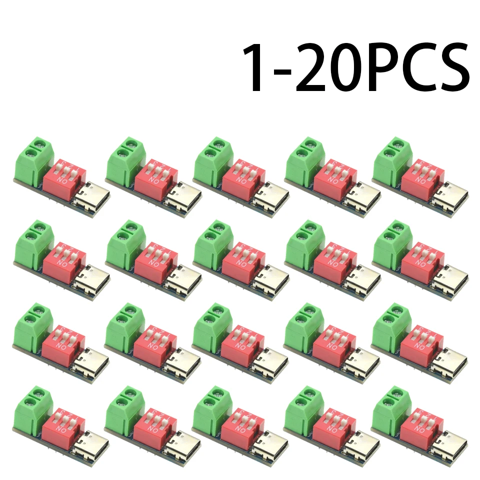 Płytka testowa szybkiego ładowania PD 1-20 szt. 5-20V Regulowany moduł wyzwalający PD USB Typ-C Tester zasilacza 100W — zdjęcie 2