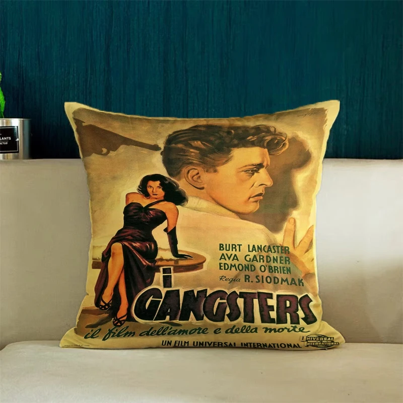 Home Decor Retro Movie Posters Cushion Cover 45*45 Decorative Pillow Cover for Living Room Cushions Aesthetic Room Decoration