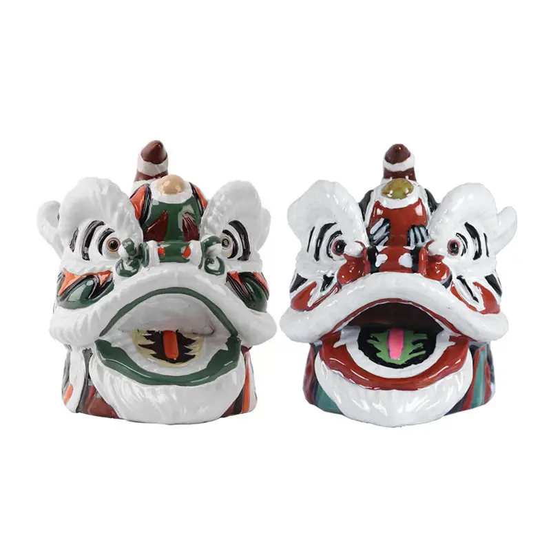 Chinese style lion dance lion head new Chinese resin lion ornament model room living room table top coffee table soft decoration