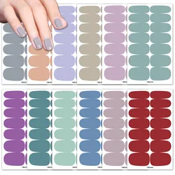 14 Nails Solid Color Simple Waterproof Nail Stickers Firm and Not Easy To Fall Off Multi Color Nail Art for Women's Dressing Up