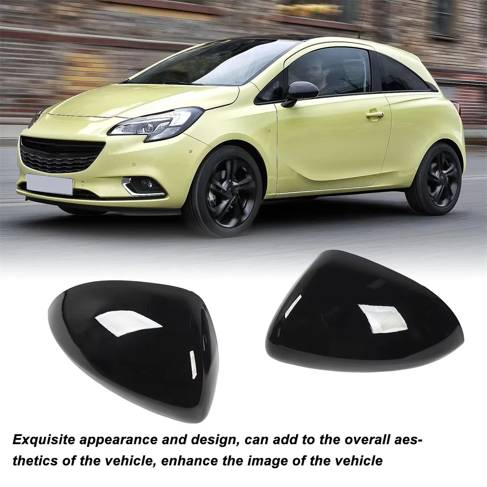 2pcs Door Mirror Covers Left Right Protective Stylish Waterproof Rearview Mirror Cap Covers Replacement For Vauxhall Corsa D E