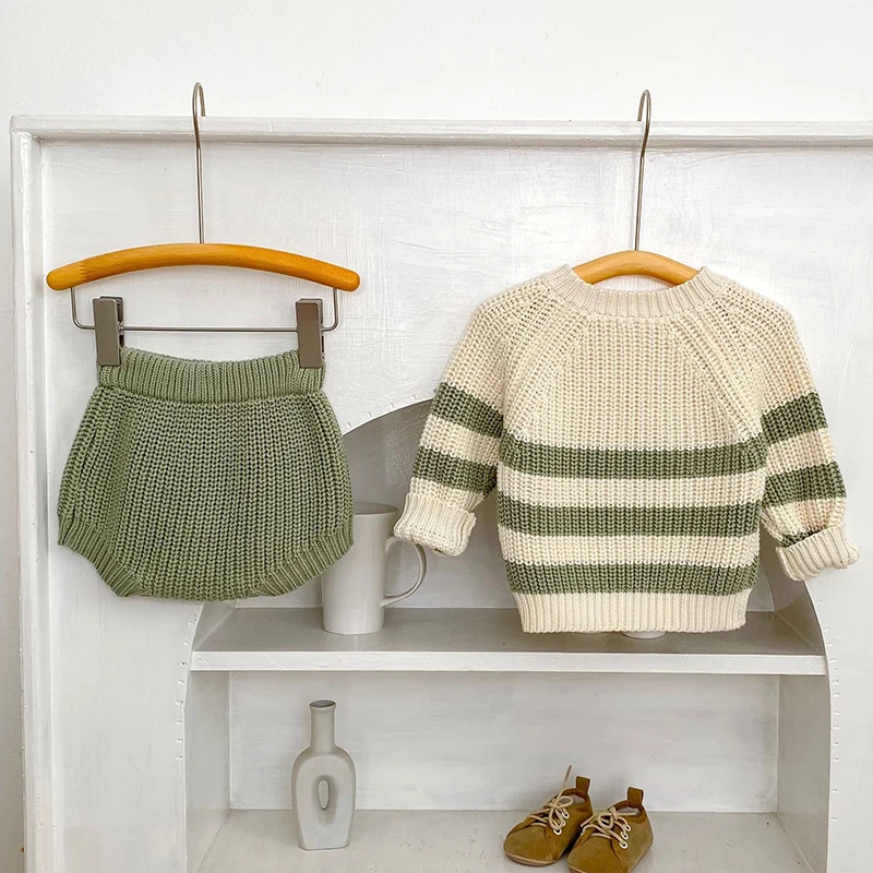 2026 ربيع جديد 0-3Yrs طفل رضيع فتاة الفتيان الملابس مجموعة طويلة الأكمام بلوفر مغزول سترة + PP السراويل الأطفال الملابس دعوى #3