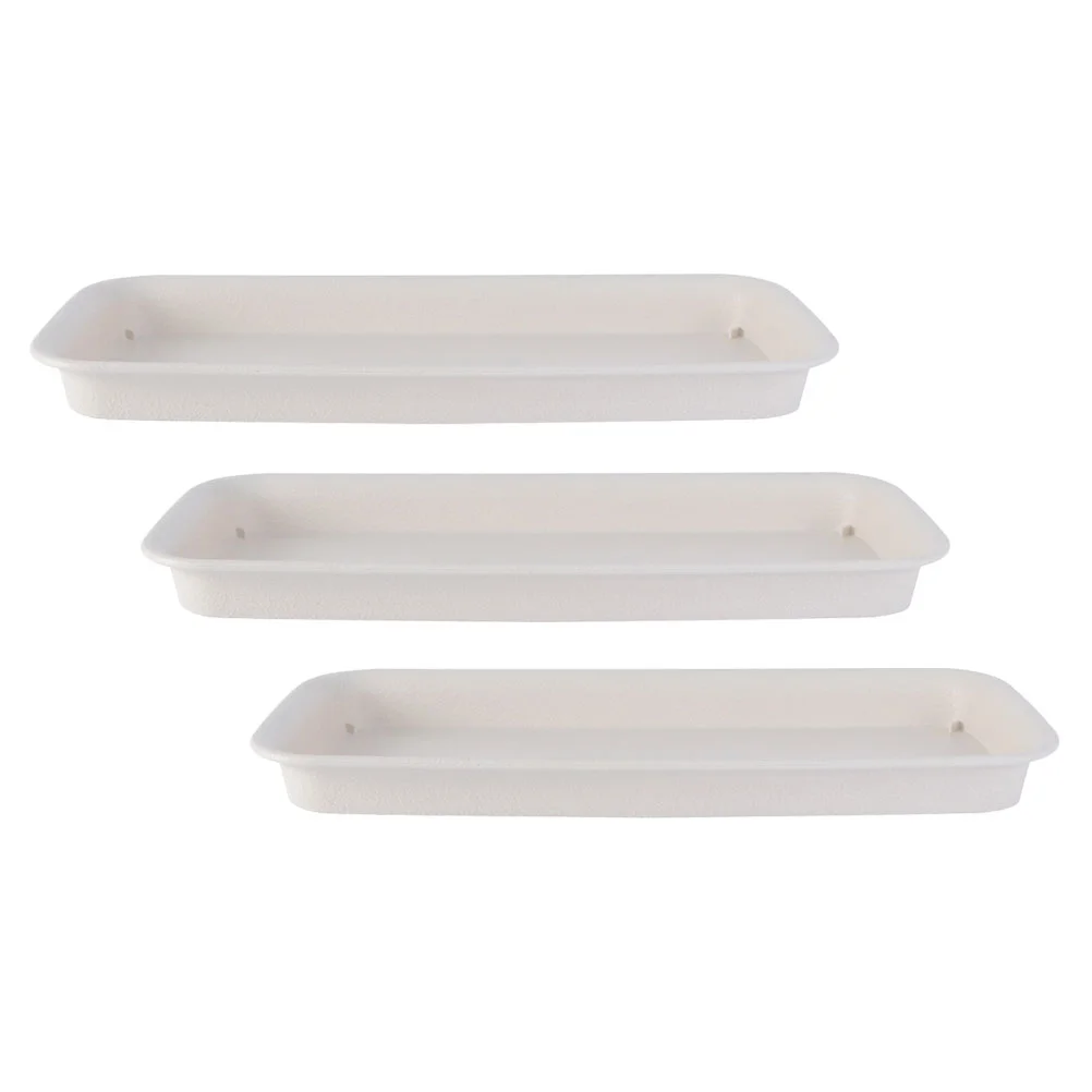 Bandejas rectangulares antifugas para maceta, 21x8,5 cm, plato de plástico Beige para plantas de bonsái, suministros de jardinería, impacto, 5 uds.