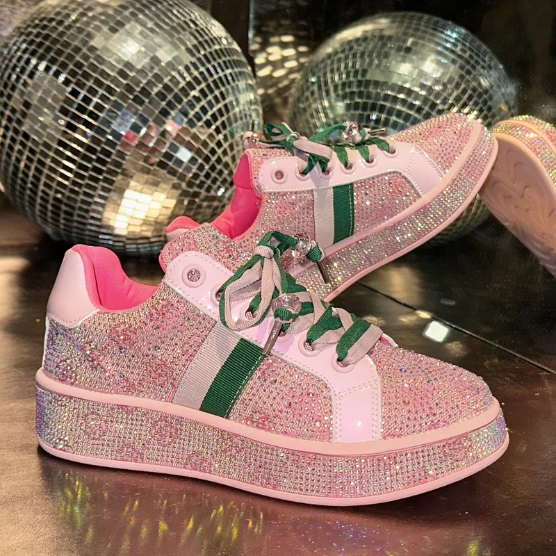 

Женские роскошные туфли на плоской подошве со стразами, модельерские повседневные кроссовки, дышащие повседневные теннисные туфли высокого качества, Zapatos Mujer