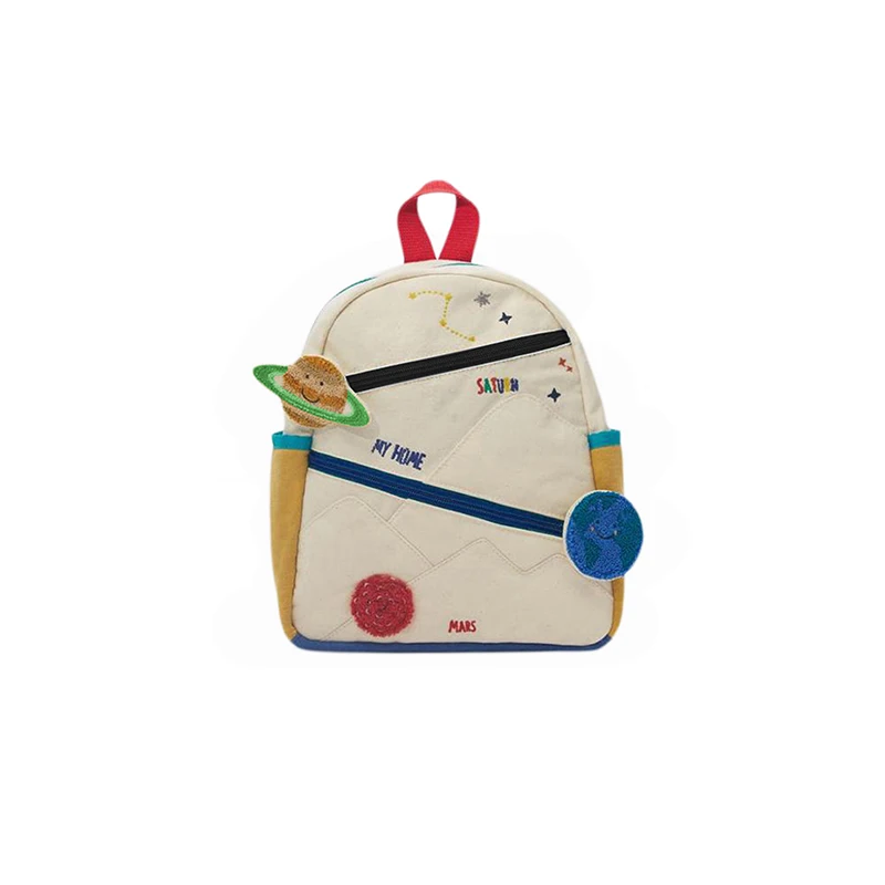 

Children Embroidery Letters Backpack Cartoon Stars Planet Travel Shoulders Bag Large Capacity Zipper Closure Daypack