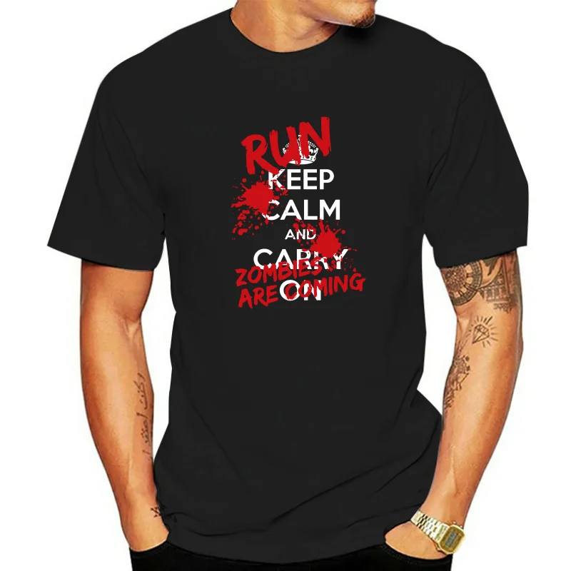 Keep Calm Run Zombie Are Coming T Shirt Walking Dead Halloween Spooky Night Gift Personality Custom Tee Shirt