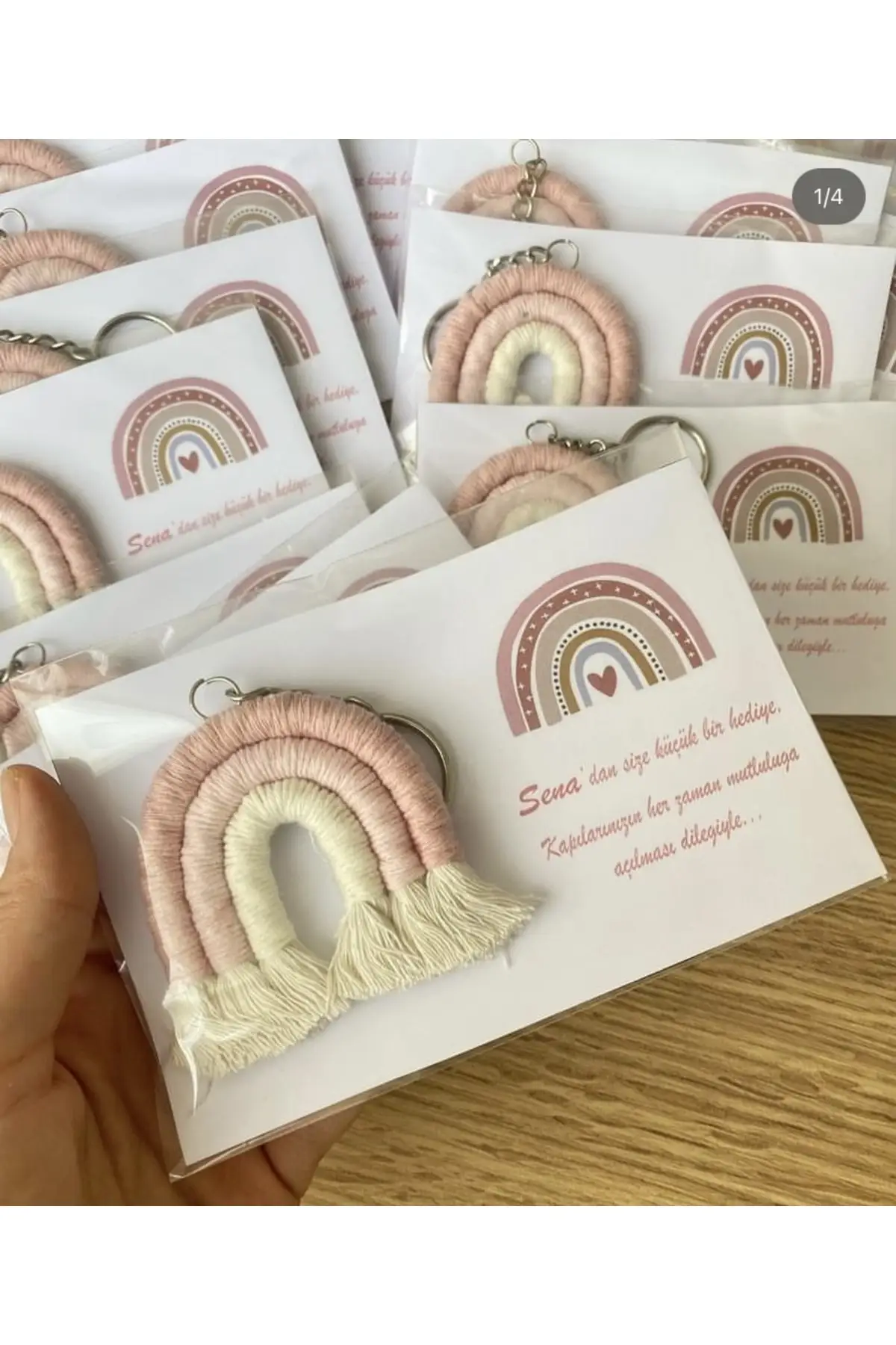 Makrom Rainbow baby Gift Keychain 20 PCs Card of Soft Pink wedding engagement baby shower birthday