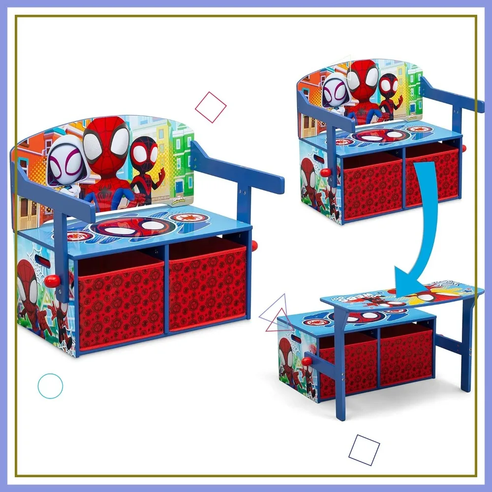 مقعد أنشطة قابل للتحويل للأطفال مع مساحة تخزين - مكتب ومساحة لعب 3 في 1، معتمد من Greenguard Gold للأعمار من 3 سنوات فما فوق #1