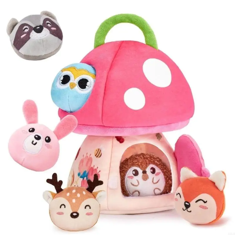 

Soft Plush Mushroom House Sensory Stuffed Doll Toy For Children Early Educational Play Colorful Animal Doll Activity Toy A2UB
