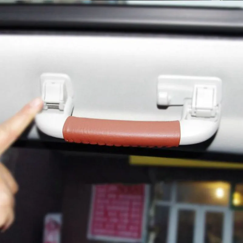 Hand Sewing Cow Leather Door Handle Cover For Land Rover Discovery Sport 2016 2017 2018 Car Door Handle / Ceiling Handle Cover