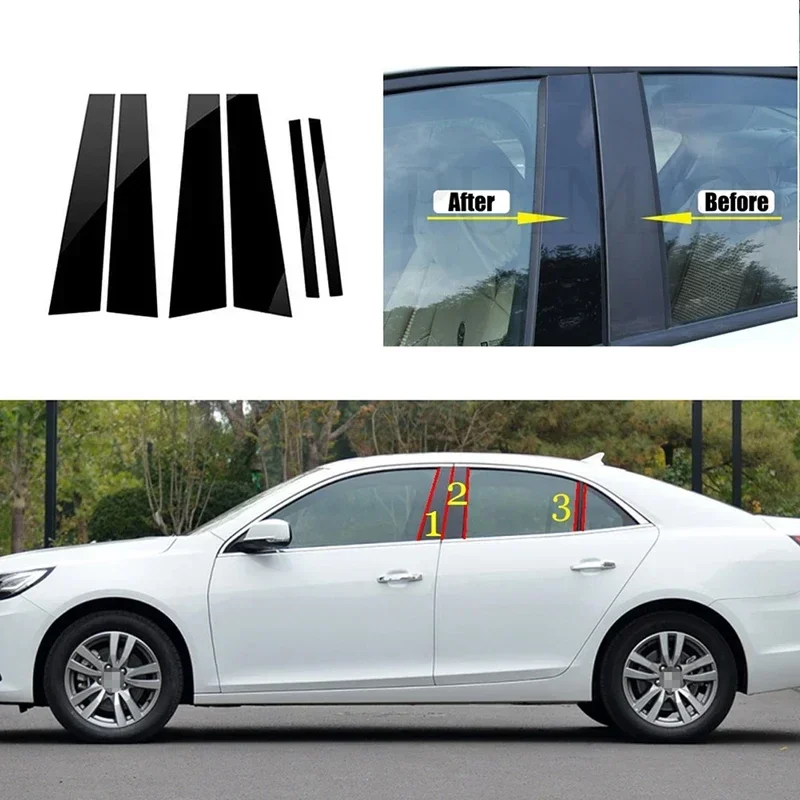 6Pcs Car Pillar Posts fit Holden Malibu (Australasia) Sedan 2013 2014 2015 Glossy Black Door Window Trim Cover Stickers Styling