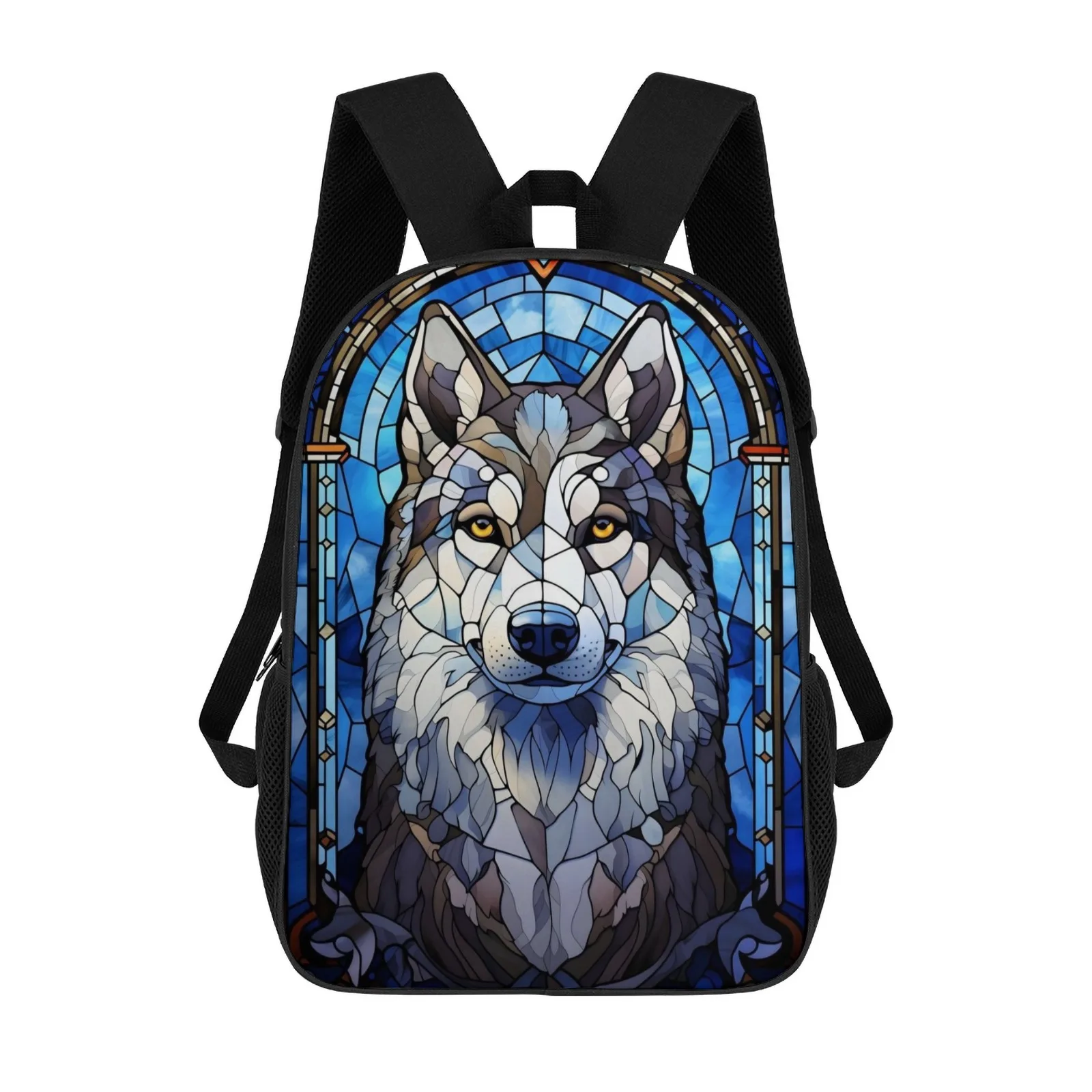

Husky dog Stained Glass School Bag Printed School Bag 17Inch Children School Backpack 17 Inch School Backpack Bag