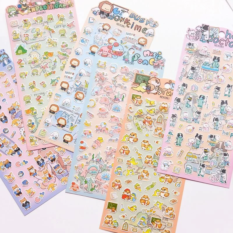 Karikatür Ahtapot Dinozor Kedi Köpek Çıkartmalar Sevimli Scrapbooking Önemsiz Dergi Dekoratif Kağıt Etiket Hobi DIY Zanaat Malzemeleri