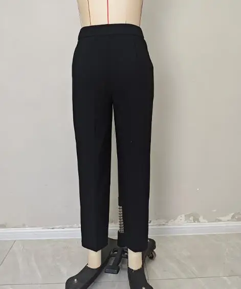 여성용 바지 2025 봄과 가을 신상 심플 캐주얼 나인 포인트 슬림 핏 스트레이트 레그 바지 출퇴근용 우아한 바지