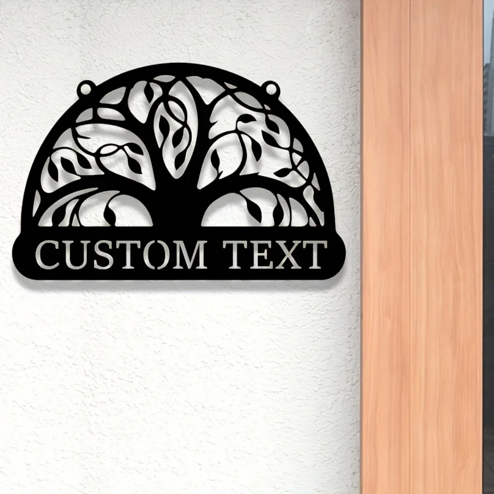 Iron Art Decorative Painting Custom Family Tree of Life Metal Sign with Last Name Display Sturdy Reusable for Outdoor Porch Driv