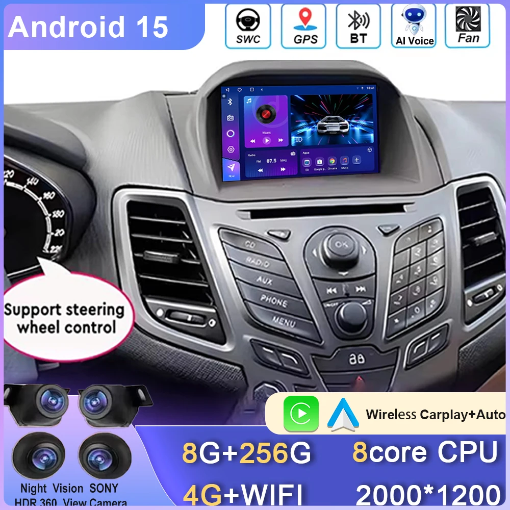 

Android For Ford Fiesta MK7 2009 -2017 Car Carpaly Monitor Multimedia Player GPS Navigation Autoradio Video Wifi No 2din Screen