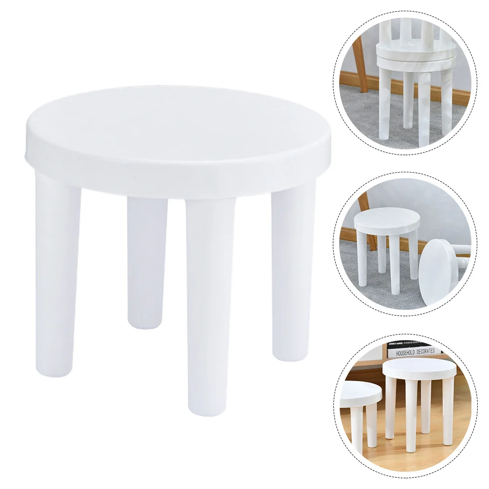 Childrens Chair Stool Non Skid Stool for Kids Bathroom Home Activity Thickening Stool ( White )