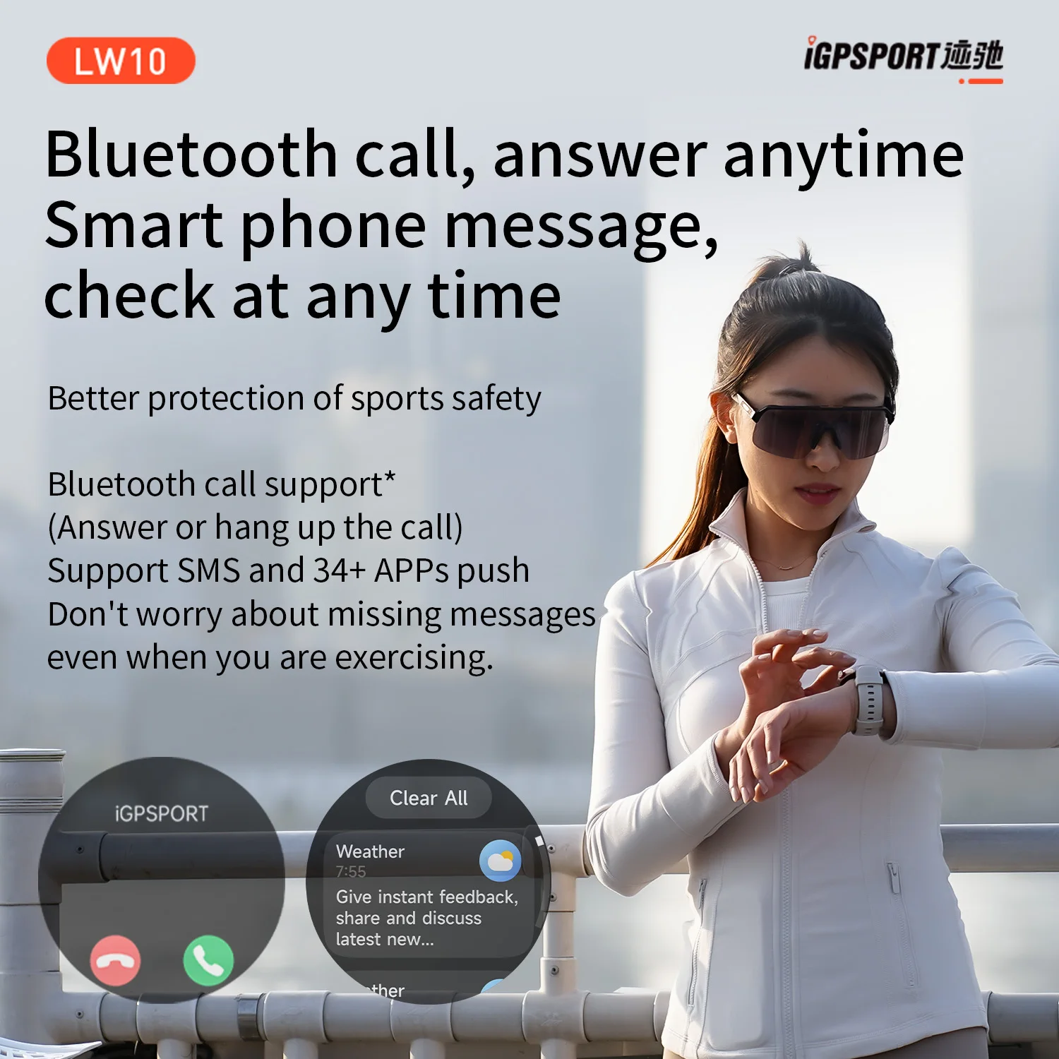 iGPSPORT LW10 1.43in Touch Screen Heart Rate Monitoring Bluetooth Call GPS Sports Fitness Blood Oxygen for Running Cycling etc