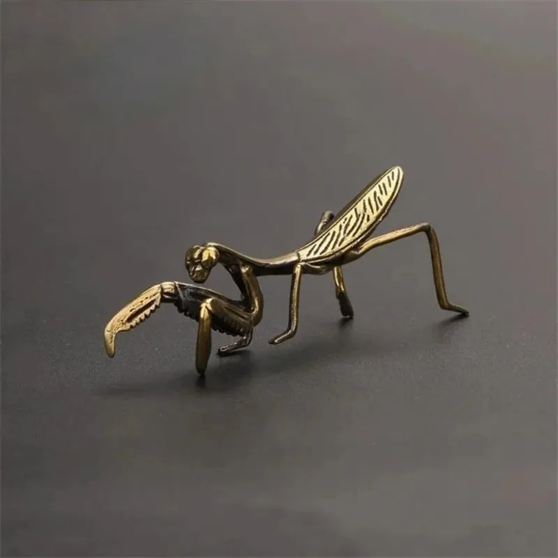 Copper Mantis Miniature Ornament Vintage Flower Pot Decoration Decorative Craft Accessories Tea Pet Antique