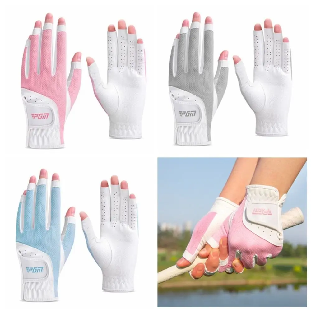 1 paar golfaccessoires Ademende golfhandschoenen Zachte mesh open vingerhandschoenen Lederen zonnebrandcrème Golfvingerhoezen Dames Meisjes