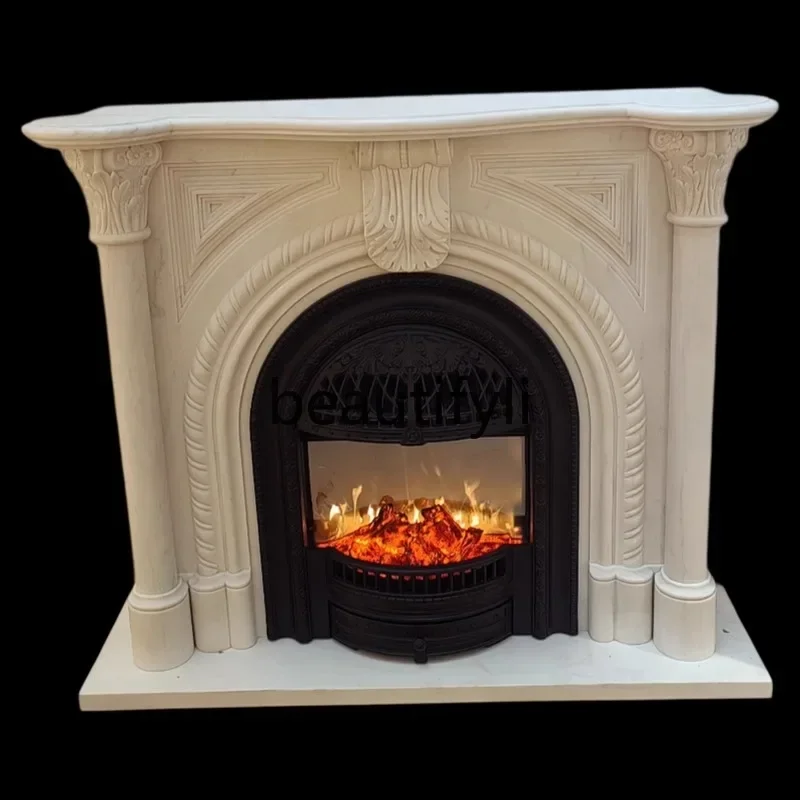 G French fireplace European carved simple natural stone stone carved decorative cabinet