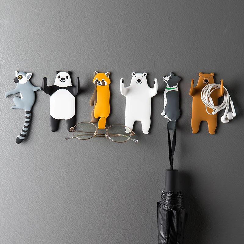 Lovely animal Fridge Hook Key Wall Crochet Holder Removable Kitchen Hooks Home Decor key holder wall can Washed holder wall hook