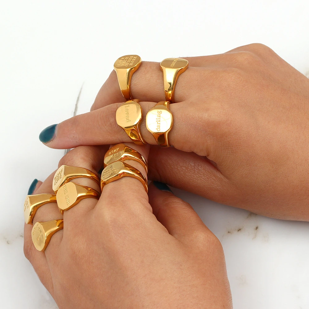 Stainless Steel Block Rings Inspired Jewelry The World is Yours Wedding Statement Rings for Women Teen Girls Thumb Finger Rings