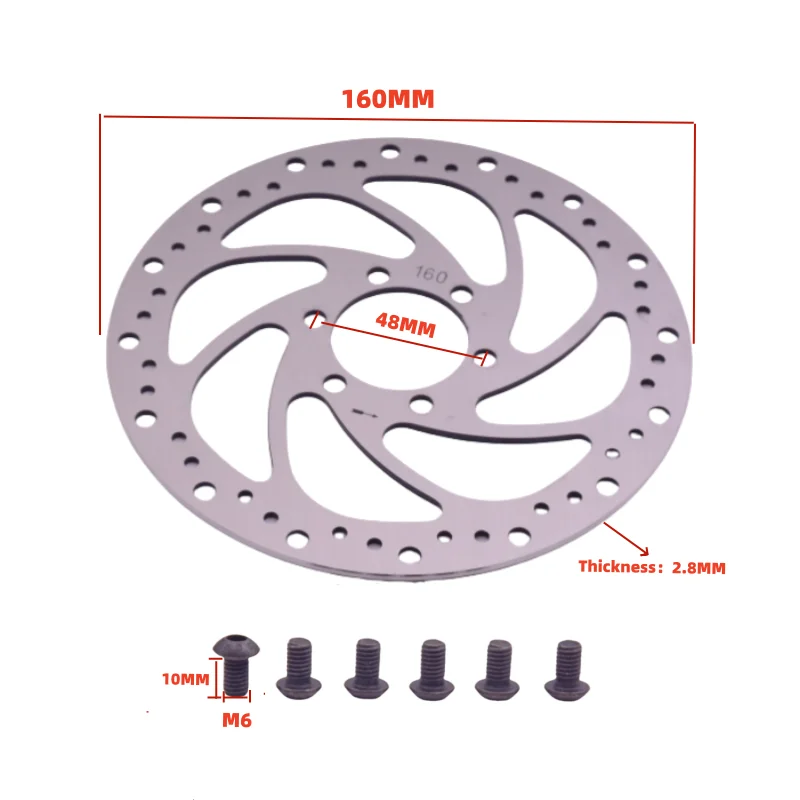 دوار فرامل الدراجة الإلكترونية، قطر تركيب راحة 48 مم، قطر 160 مم، سمك 2.8 مم، فرامل قرصية للدراجة الكهربائية #2