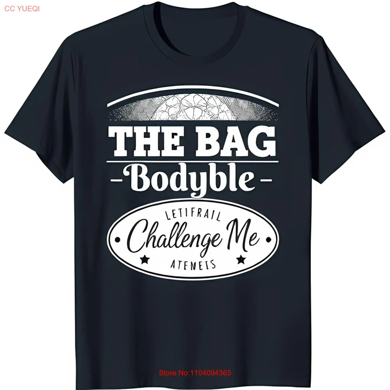 

Black Graphic T-Shirt with Bold 'Challenge Me' Oval Design Unique Style