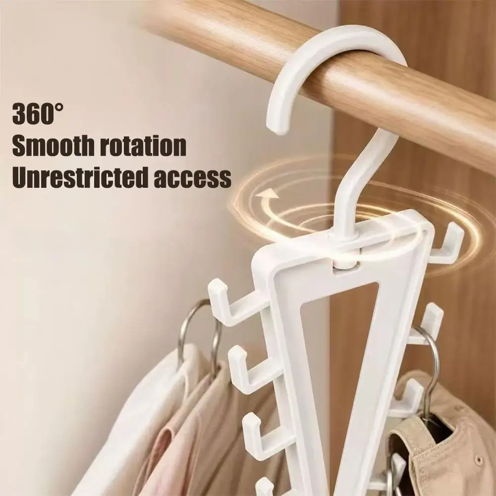 10Hooks V-Shape Hanger Rotatable Non Slip Hat Storage Hook Space Saving Double Sided Garment Storage Hook