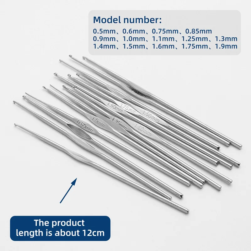 Rozmiar 0,5 mm-1,9 mm Metalowe haczyki do szydełkowania z pojedynczą główką Splot Głowica przędzy Rzemiosło Koronkowa wełna Narzędzie do robienia na