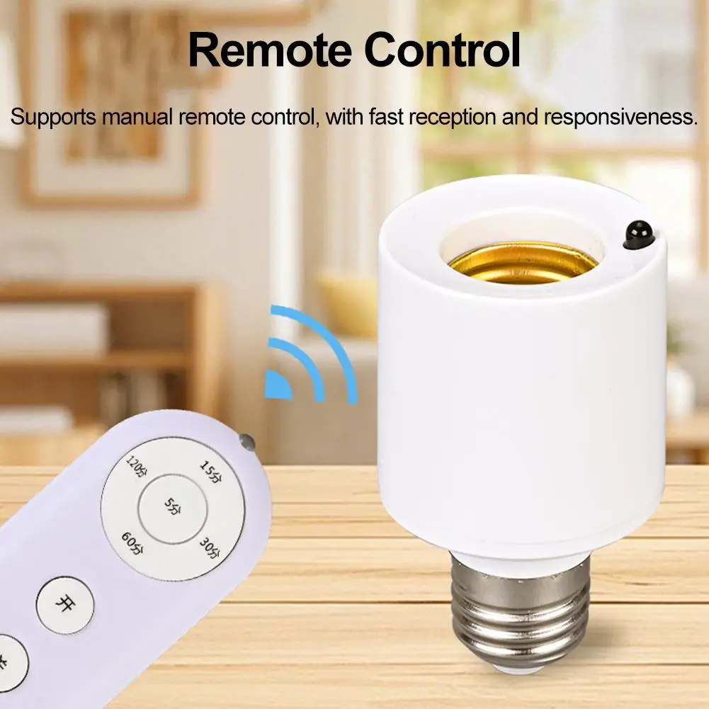 

E27 Беспроводной пульт дистанционного управления, умный таймер, держатель лампы 220 В с несколькими пультами для детской комнаты и спальни, домашнее использование, простота