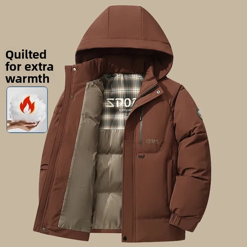 Męska kurtka Stand Parka zimowa Nowa kurtka z kapturem puchowa ocieplana polarem ciepłe kurtki męskie biznesowe rekreacyjne płaszcze kurtki baseballowe