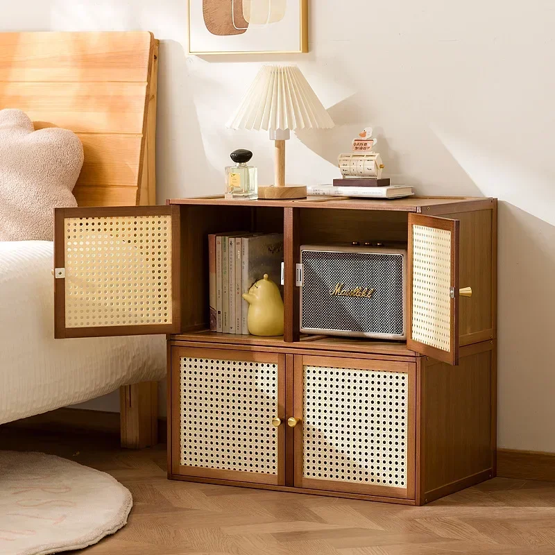 Modern Medieval style bedside table solid wood household bedroom small crack bedside cabinet cabinet side storage cabinet