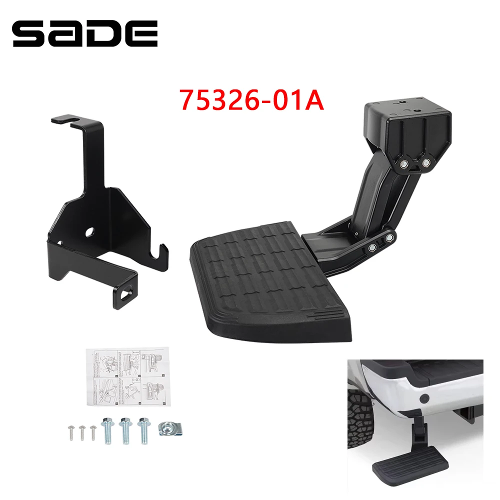 

75326-01A Folding Truck Rear Retractable Bumper Step Bumper Tailgate Step Pedal For Jeep Gladiator JT 2020-2023 Black