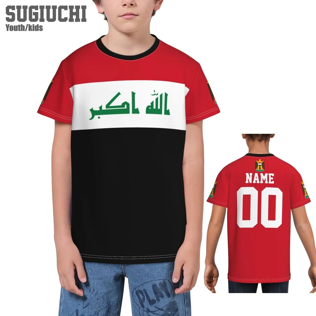 Custom Name Number Iraq Flag Emblem 3D T-shirts For Kids Youth Boy/Girl Tees jersey Soccer Football Fans Gift T shirt