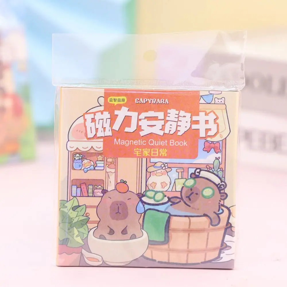 Training Game Handmade Magnetic Quiet book Paper Cartoon Capybara Sticker Book Toy 3D DIY Kids Busy Book Toy Toddlers