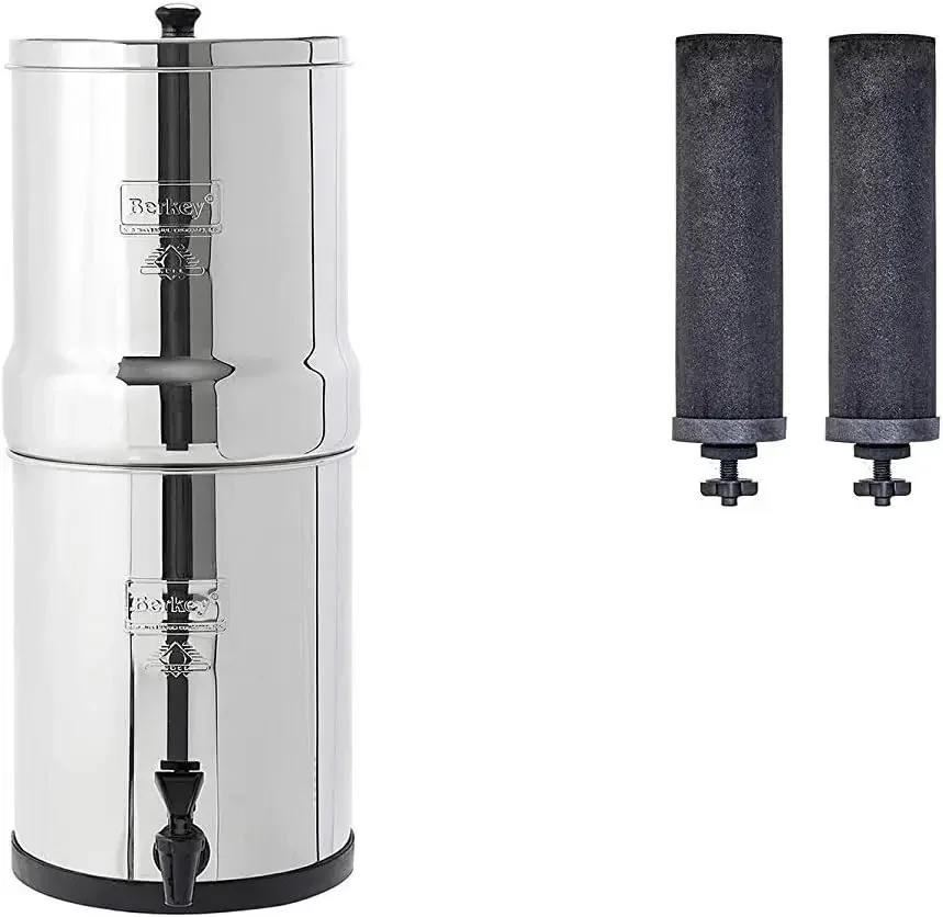 

Travel Gravity-Fed Water Filter with 2 Black Elements–Enjoy Potable Water While Camping, RVing, Off-Grid, Emergencies, Every Day