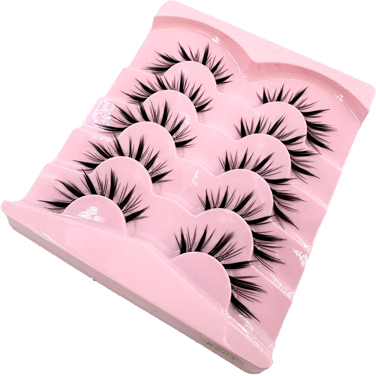 HBZGTLAD 5 Paar Anime-Rollenspiel-Kunstwimpern aus Nerzimitat, natürliche volle Wimpern, transparentes Klebeband, weiche Wimpernverlängerung – Detail 5