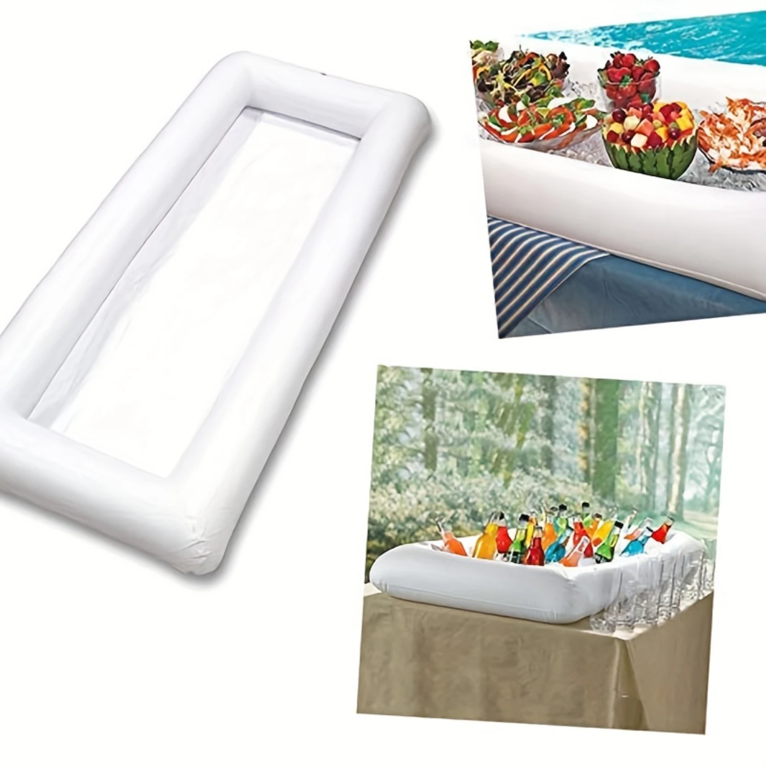 

1pc Inflatable Serving Bars, Ice Buffet Salad Serving Trays, Food Drink Holder Cooler Containers, Indoor Outdoor BBQ Picnic Pool