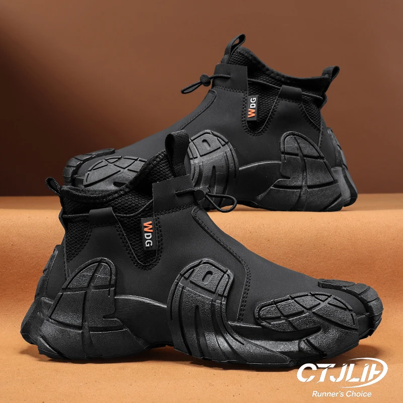 Men's Sneakers High Top Non-slip Thick Sole Outdoor Hiking Work Boots Fashion Casual Sports Shoes Chunky Sneakers Trekking Shoes