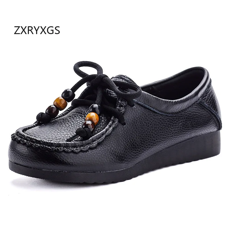ZXRYXGS Real Cowhide Temperament Elegant Flats Women Shoes 2025 New Autumn Comfortable Cow Tendon Soft Sole Trendy Shoes Flat