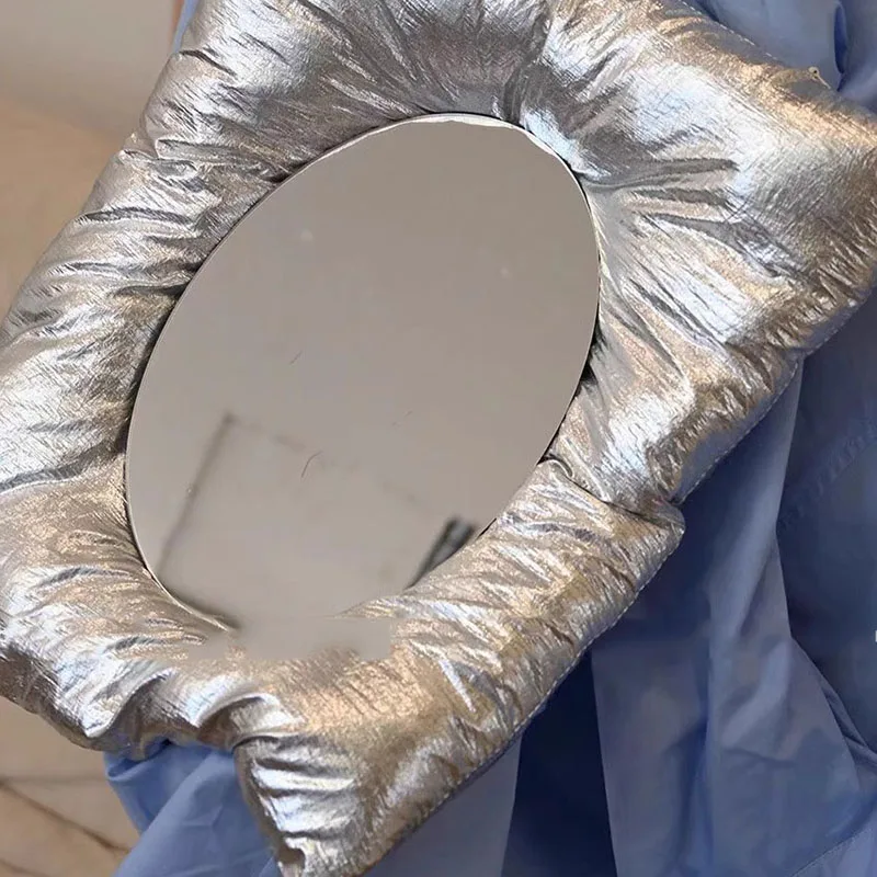 Instagram Metal Style Pillow Mirror Creative Niche Square Decorative Wall Mounted Bathroom Mirrors Led espejo Light Home